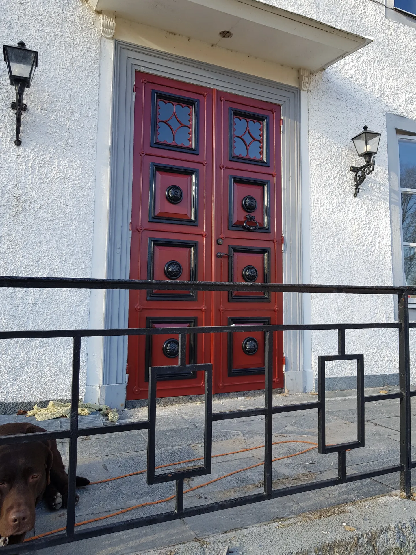 Klassisk pardörr med glasrutor